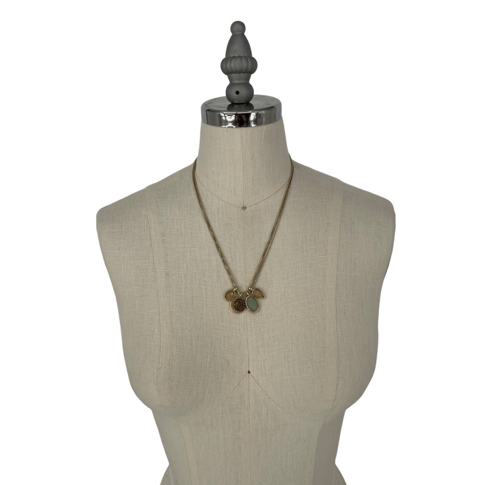 Lucky Brand | Double Chain 4 Charm Moon Gold Tone Necklace $100.00